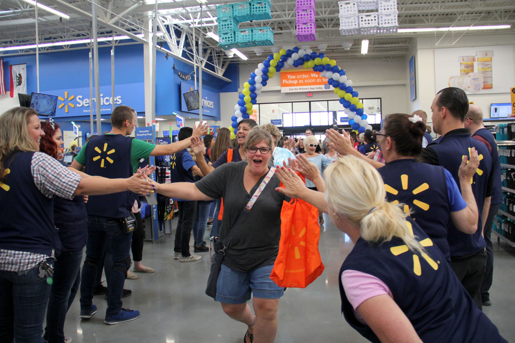 Customers enter Walmart